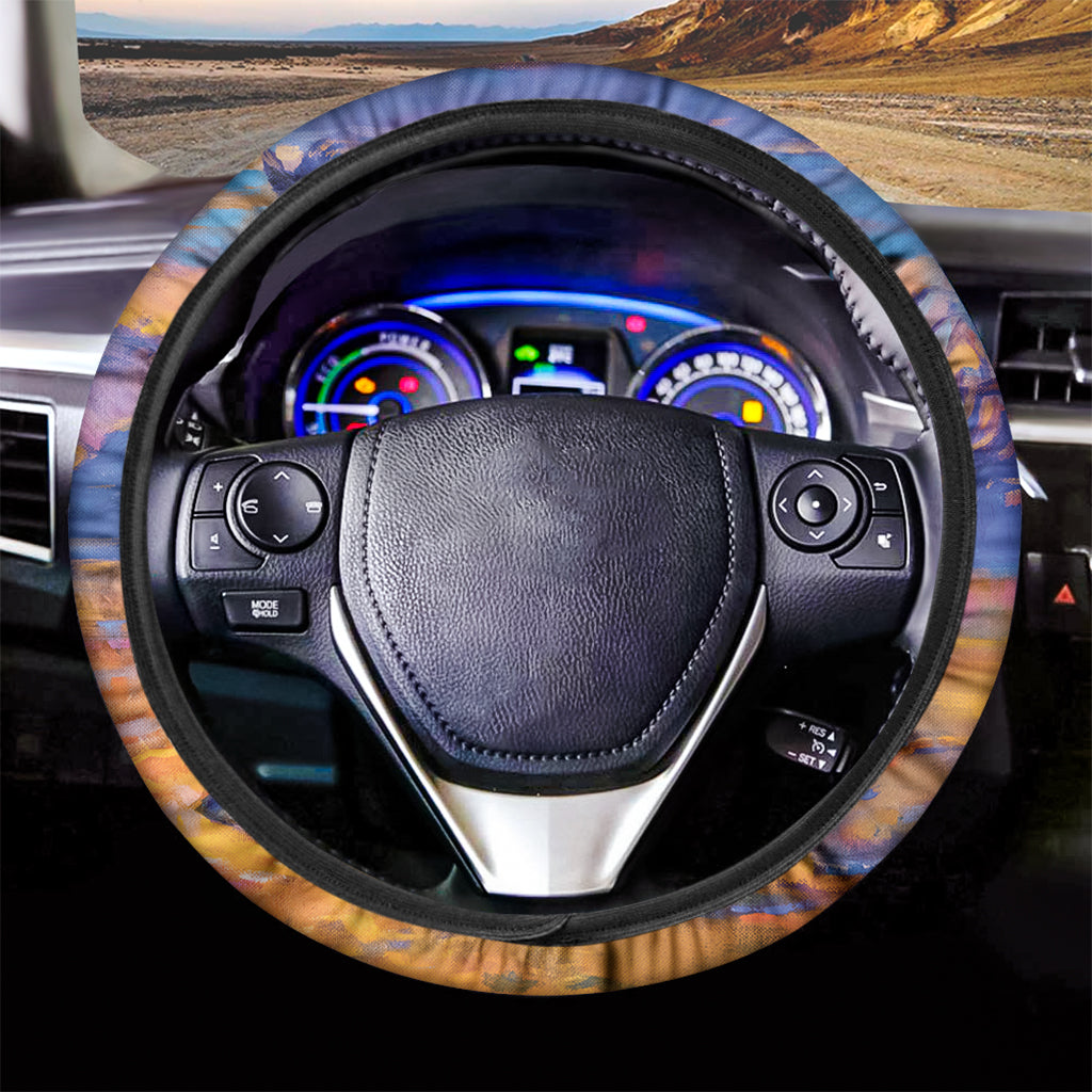 Sunset Horse Painting Print Car Steering Wheel Cover