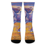 Sunset Horse Painting Print Crew Socks