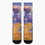 Sunset Horse Painting Print Crew Socks