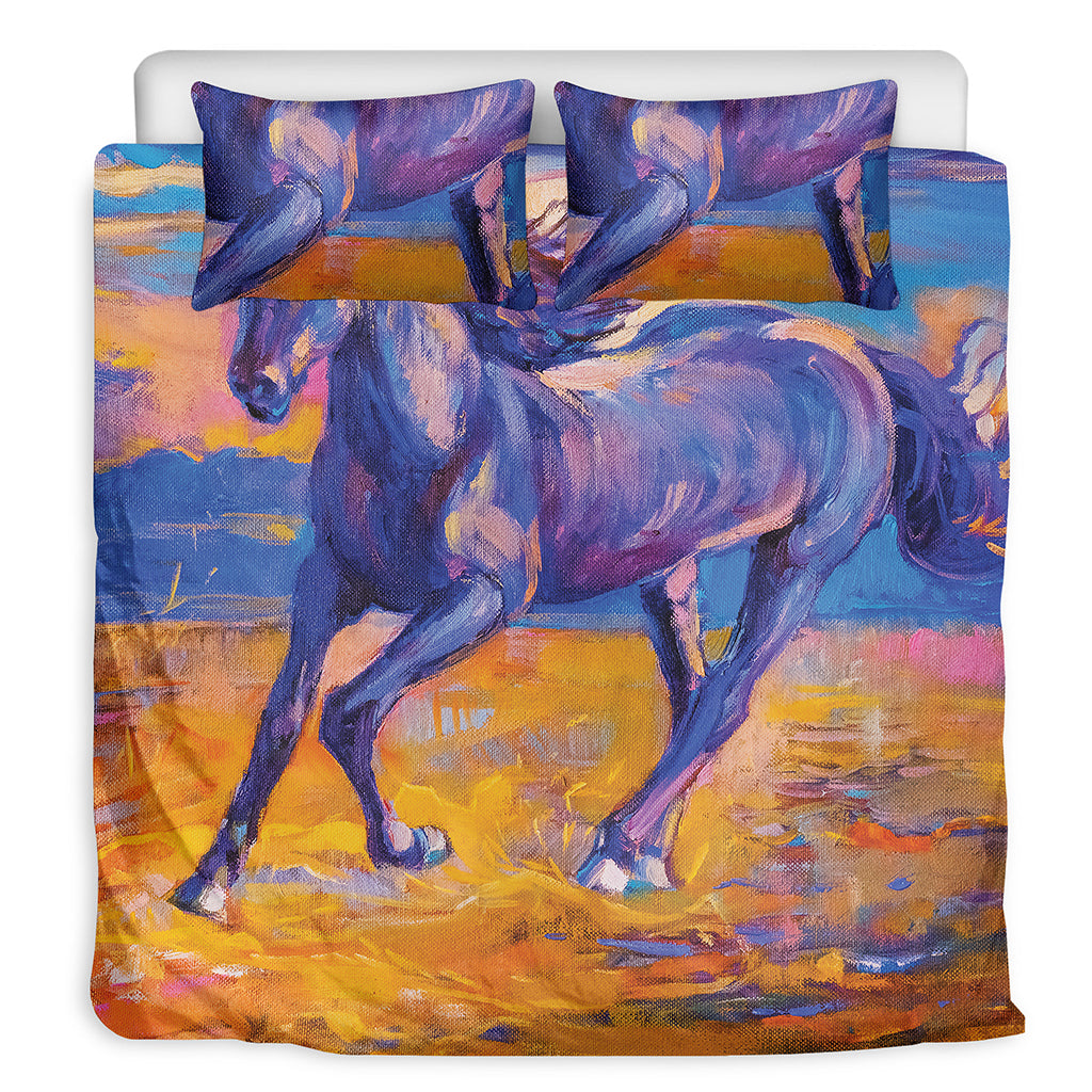 Sunset Horse Painting Print Duvet Cover Bedding Set