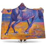 Sunset Horse Painting Print Hooded Blanket