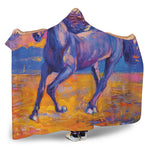 Sunset Horse Painting Print Hooded Blanket