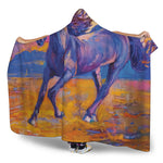 Sunset Horse Painting Print Hooded Blanket