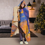 Sunset Horse Painting Print Hooded Blanket