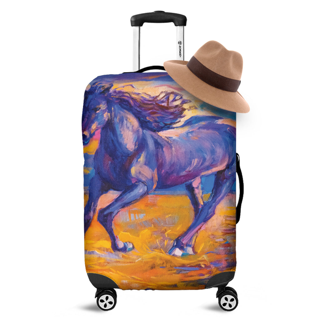 Sunset Horse Painting Print Luggage Cover