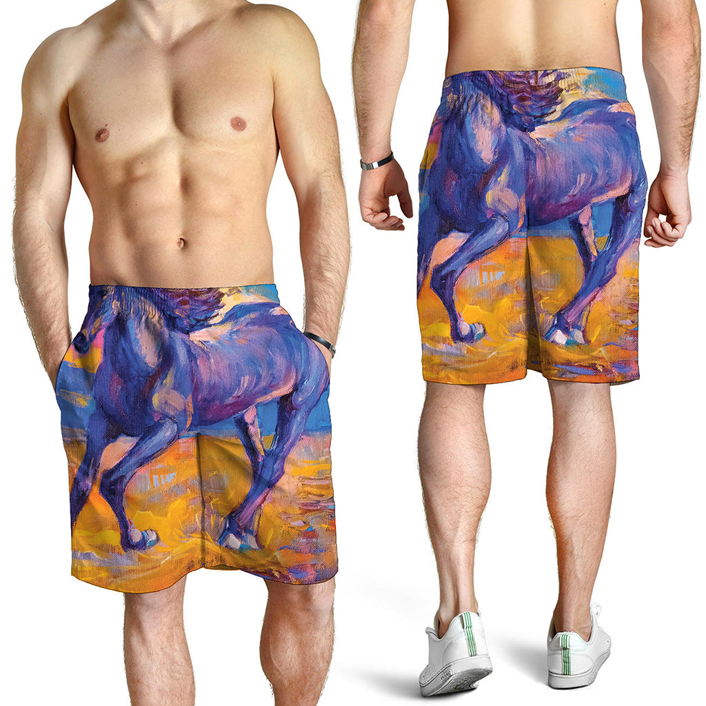 Sunset Horse Painting Print Men's Shorts