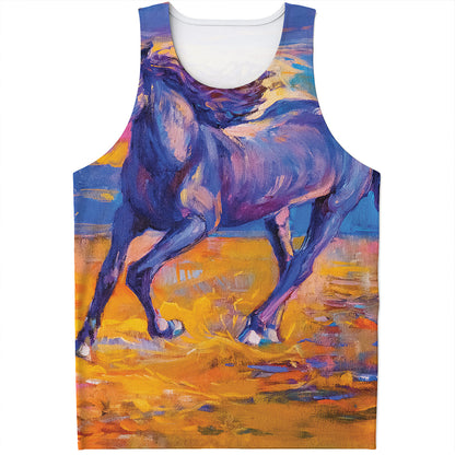 Sunset Horse Painting Print Men's Tank Top