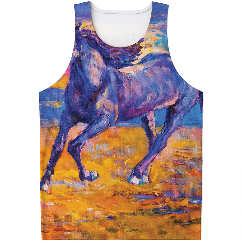 Sunset Horse Painting Print Men's Tank Top