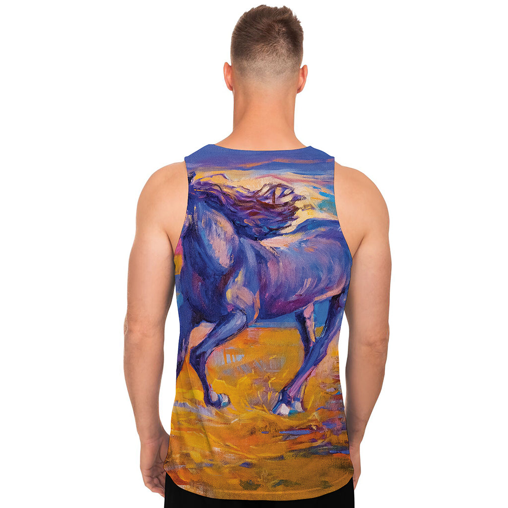 Sunset Horse Painting Print Men's Tank Top