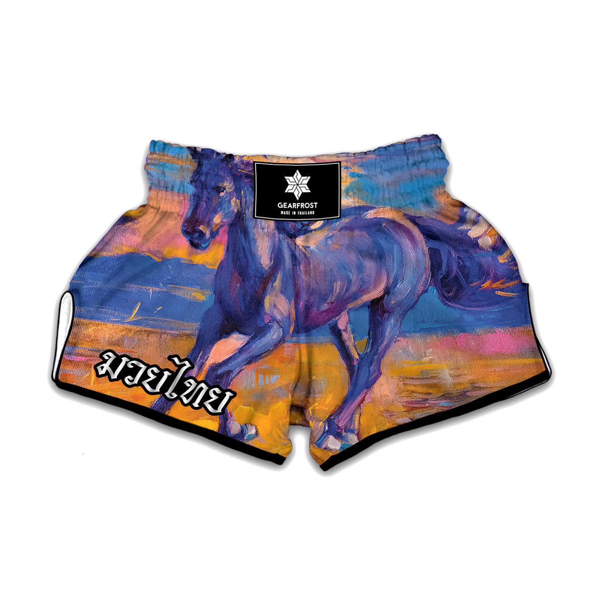 Sunset Horse Painting Print Muay Thai Boxing Shorts