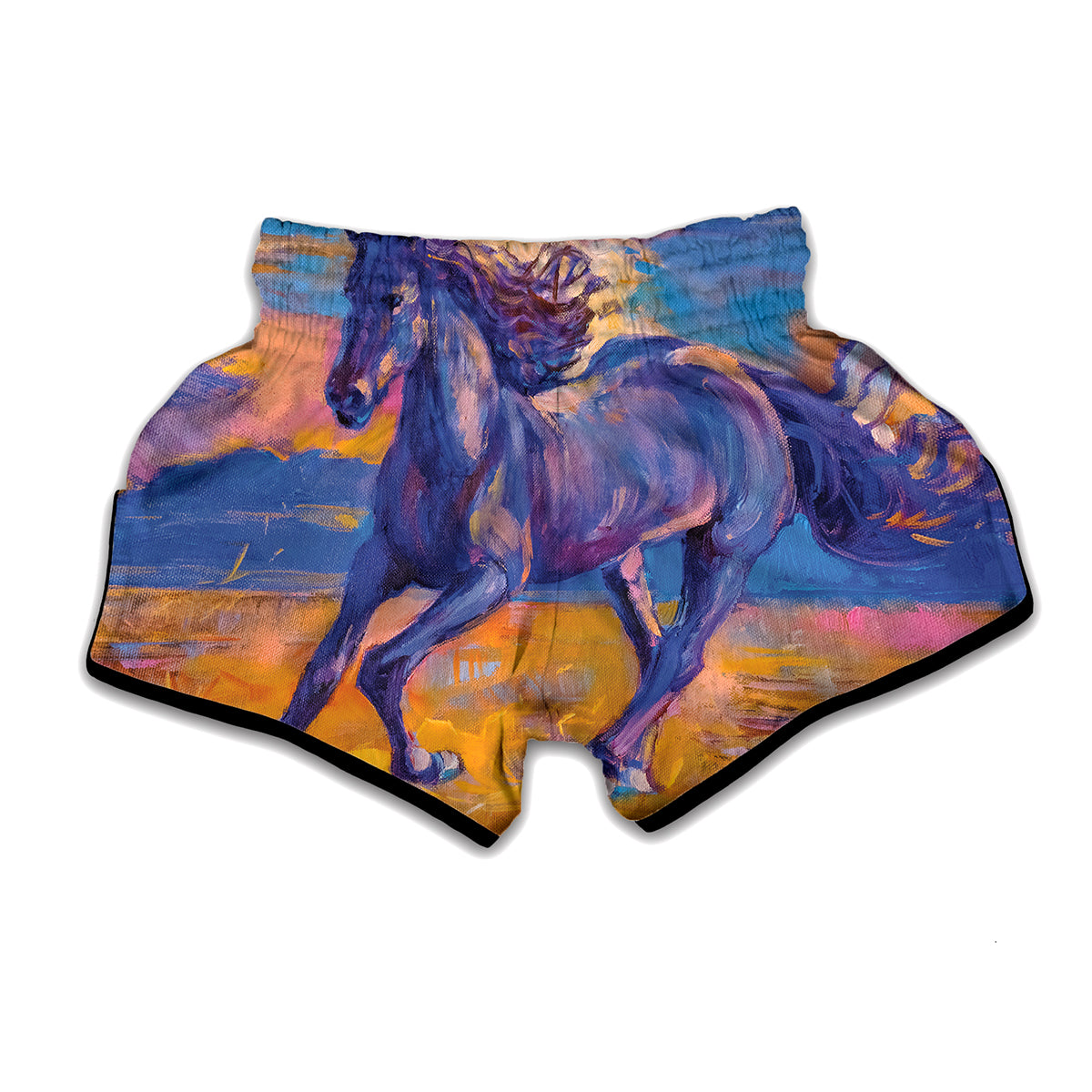 Sunset Horse Painting Print Muay Thai Boxing Shorts