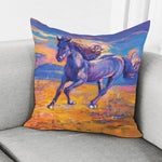Sunset Horse Painting Print Pillow Cover