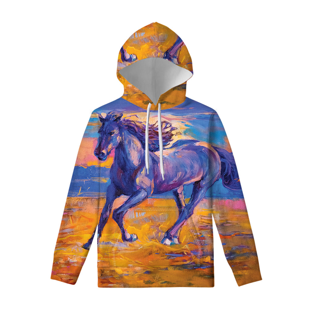 Sunset Horse Painting Print Pullover Hoodie
