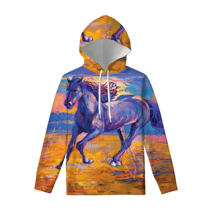 Sunset Horse Painting Print Pullover Hoodie
