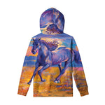 Sunset Horse Painting Print Pullover Hoodie