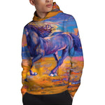 Sunset Horse Painting Print Pullover Hoodie