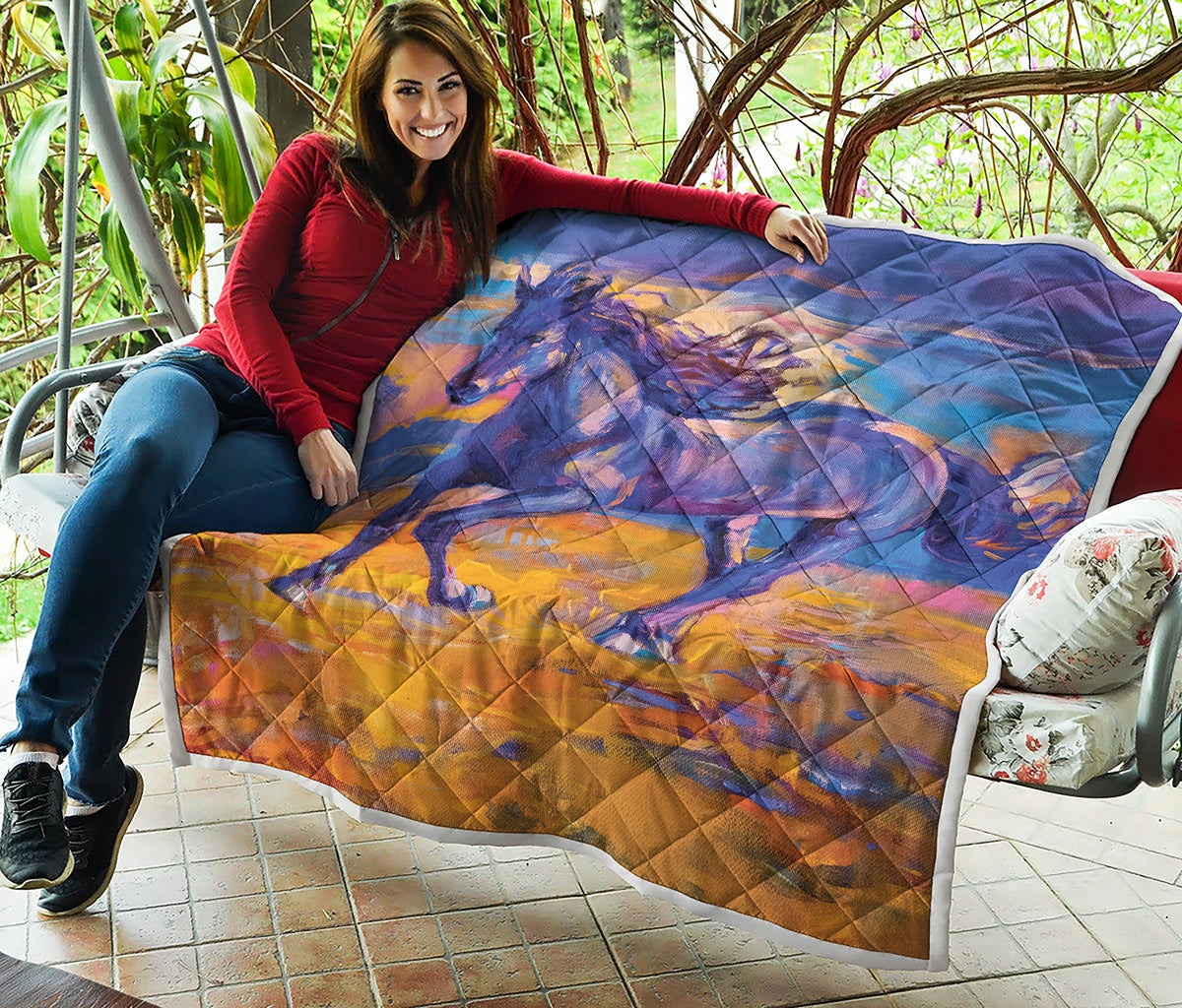 Sunset Horse Painting Print Quilt