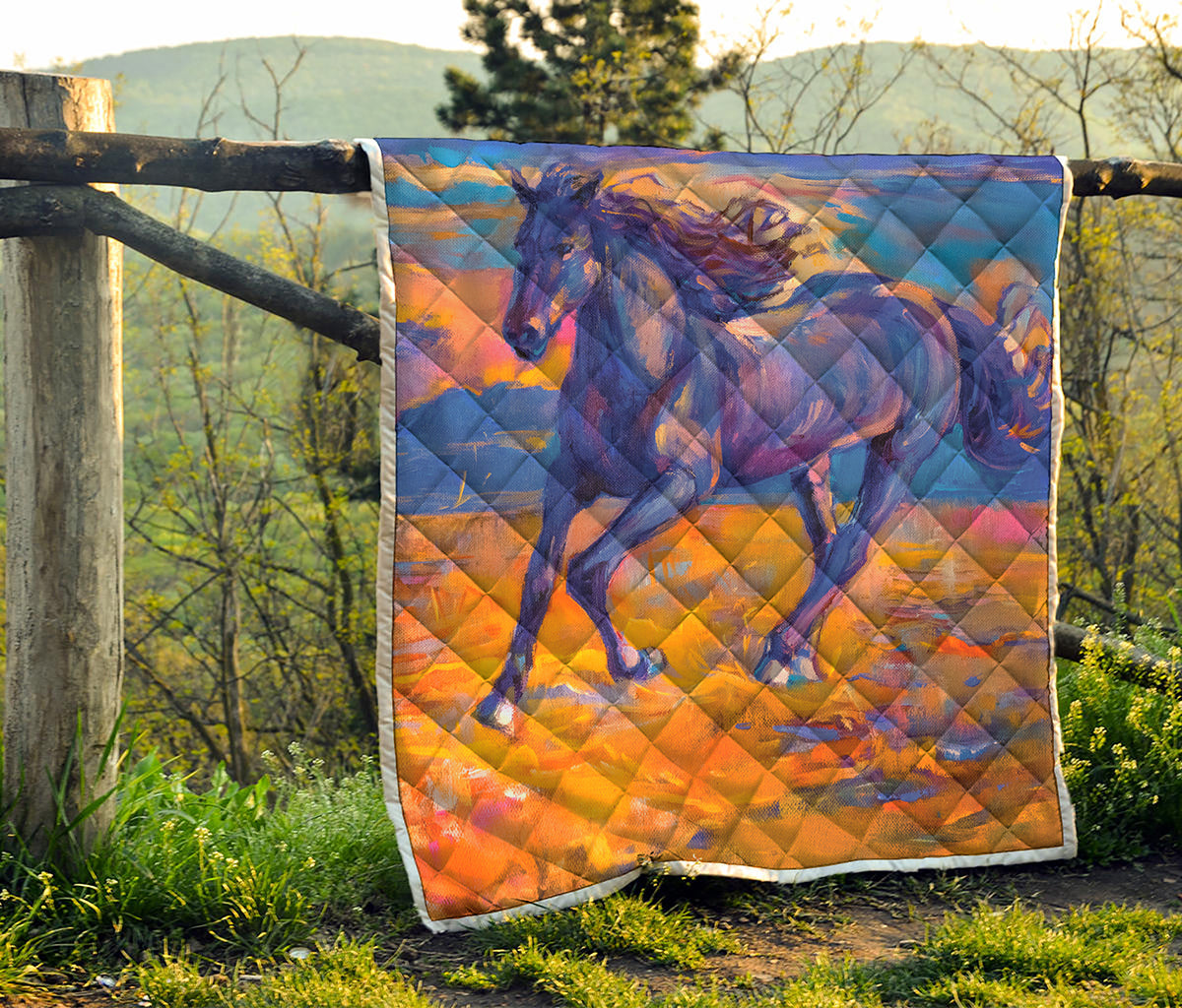 Sunset Horse Painting Print Quilt