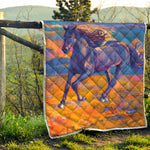 Sunset Horse Painting Print Quilt