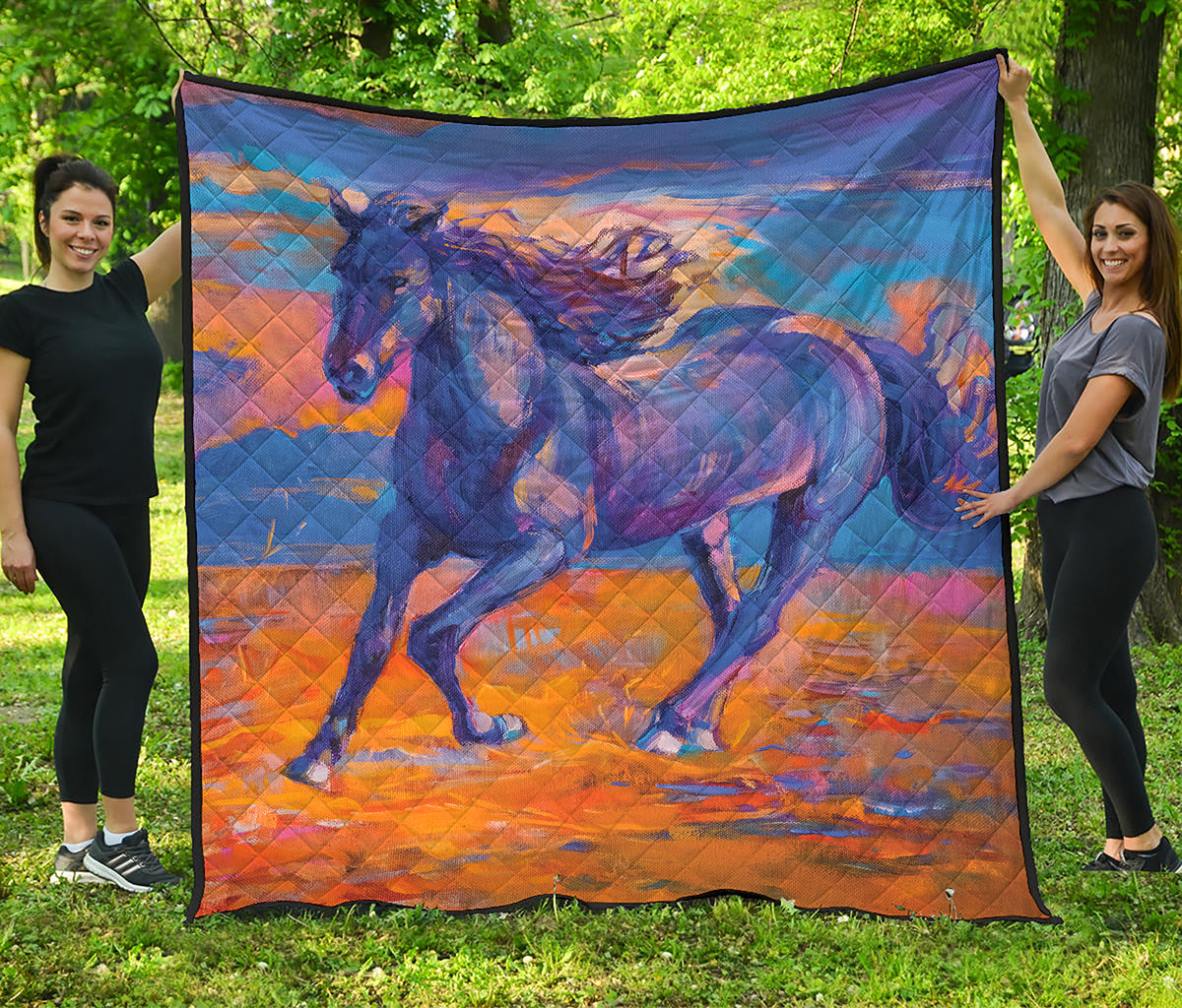 Sunset Horse Painting Print Quilt