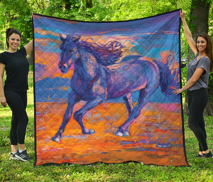 Sunset Horse Painting Print Quilt