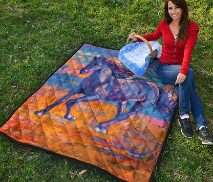 Sunset Horse Painting Print Quilt