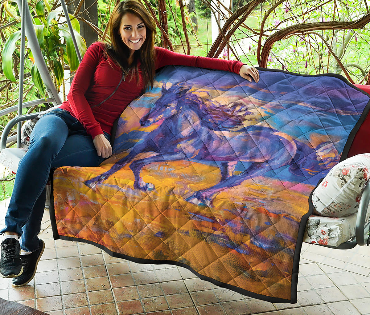 Sunset Horse Painting Print Quilt