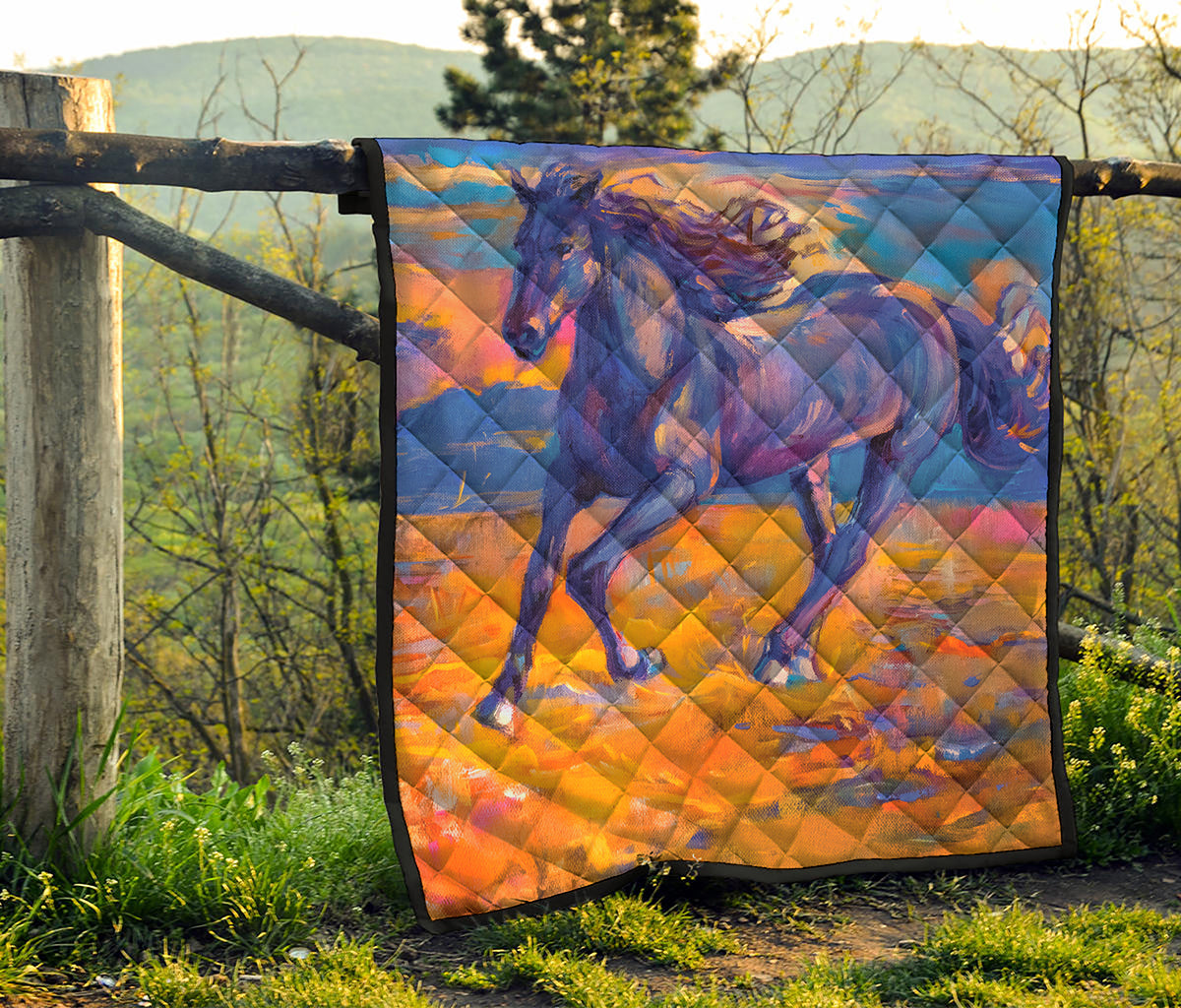 Sunset Horse Painting Print Quilt