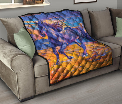 Sunset Horse Painting Print Quilt
