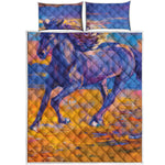 Sunset Horse Painting Print Quilt Bed Set