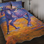 Sunset Horse Painting Print Quilt Bed Set