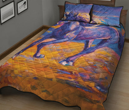 Sunset Horse Painting Print Quilt Bed Set