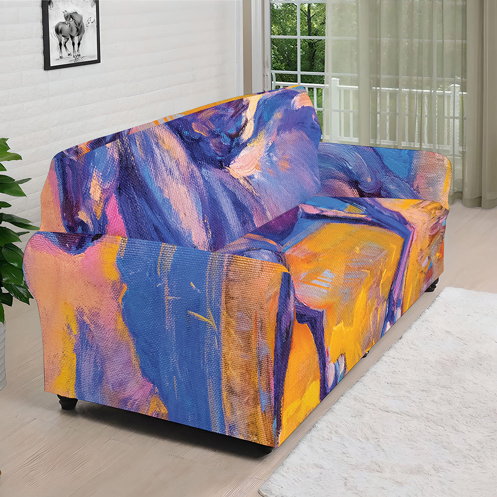 Sunset Horse Painting Print Sofa Cover