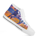 Sunset Horse Painting Print White High Top Shoes