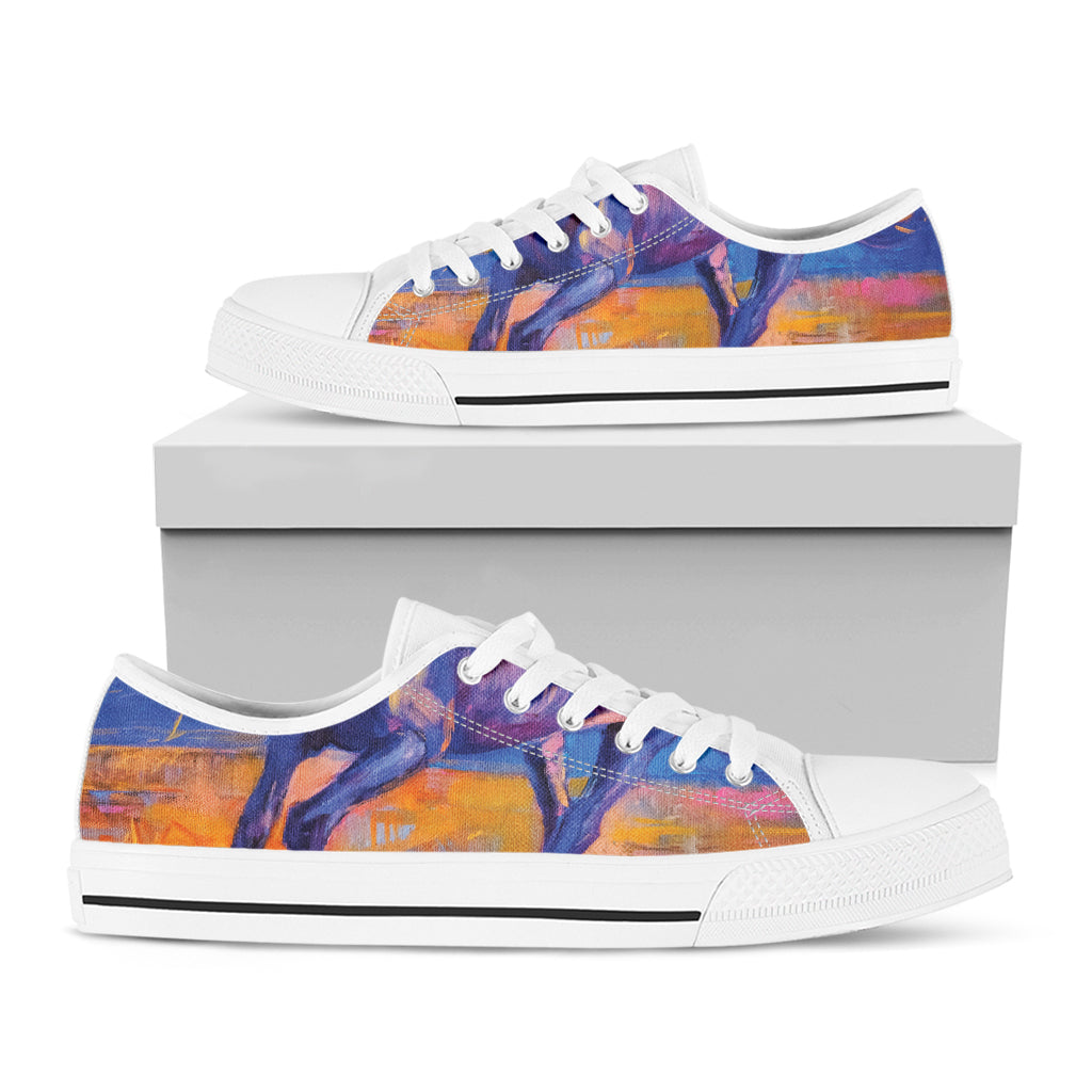 Sunset Horse Painting Print White Low Top Shoes