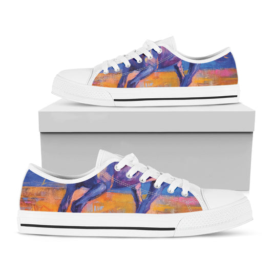 Sunset Horse Painting Print White Low Top Shoes