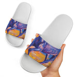 Sunset Horse Painting Print White Slide Sandals