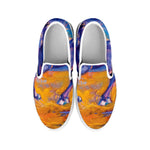 Sunset Horse Painting Print White Slip On Shoes