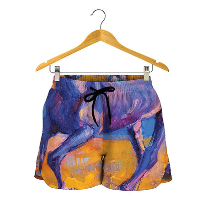 Sunset Horse Painting Print Women's Shorts