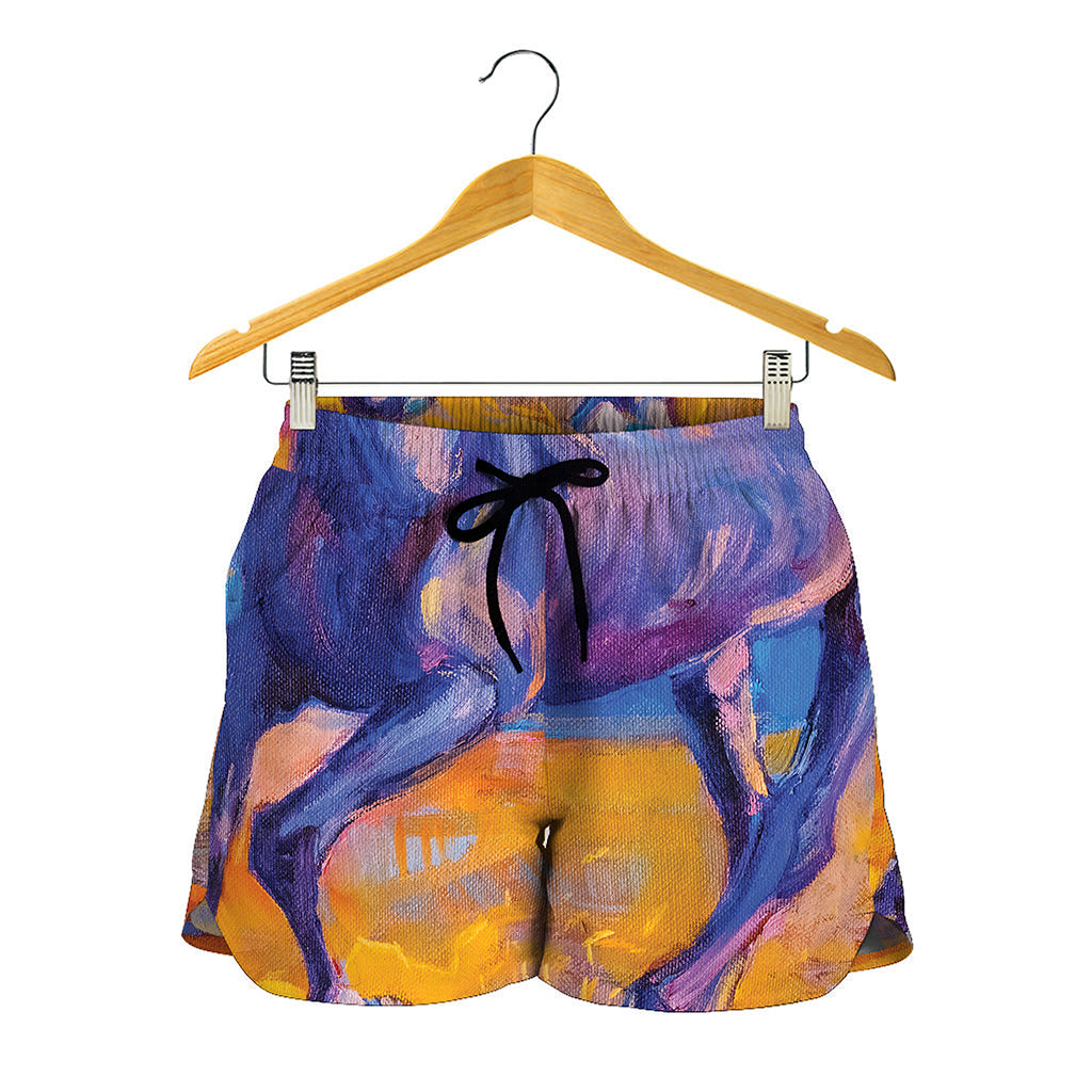 Sunset Horse Painting Print Women's Shorts