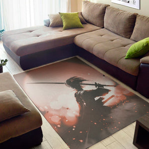 Sunset Japanese Samurai Print Area Rug