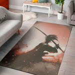 Sunset Japanese Samurai Print Area Rug