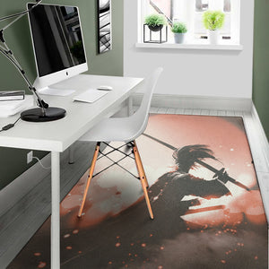 Sunset Japanese Samurai Print Area Rug