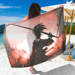 Sunset Japanese Samurai Print Beach Sarong Wrap
