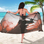 Sunset Japanese Samurai Print Beach Sarong Wrap