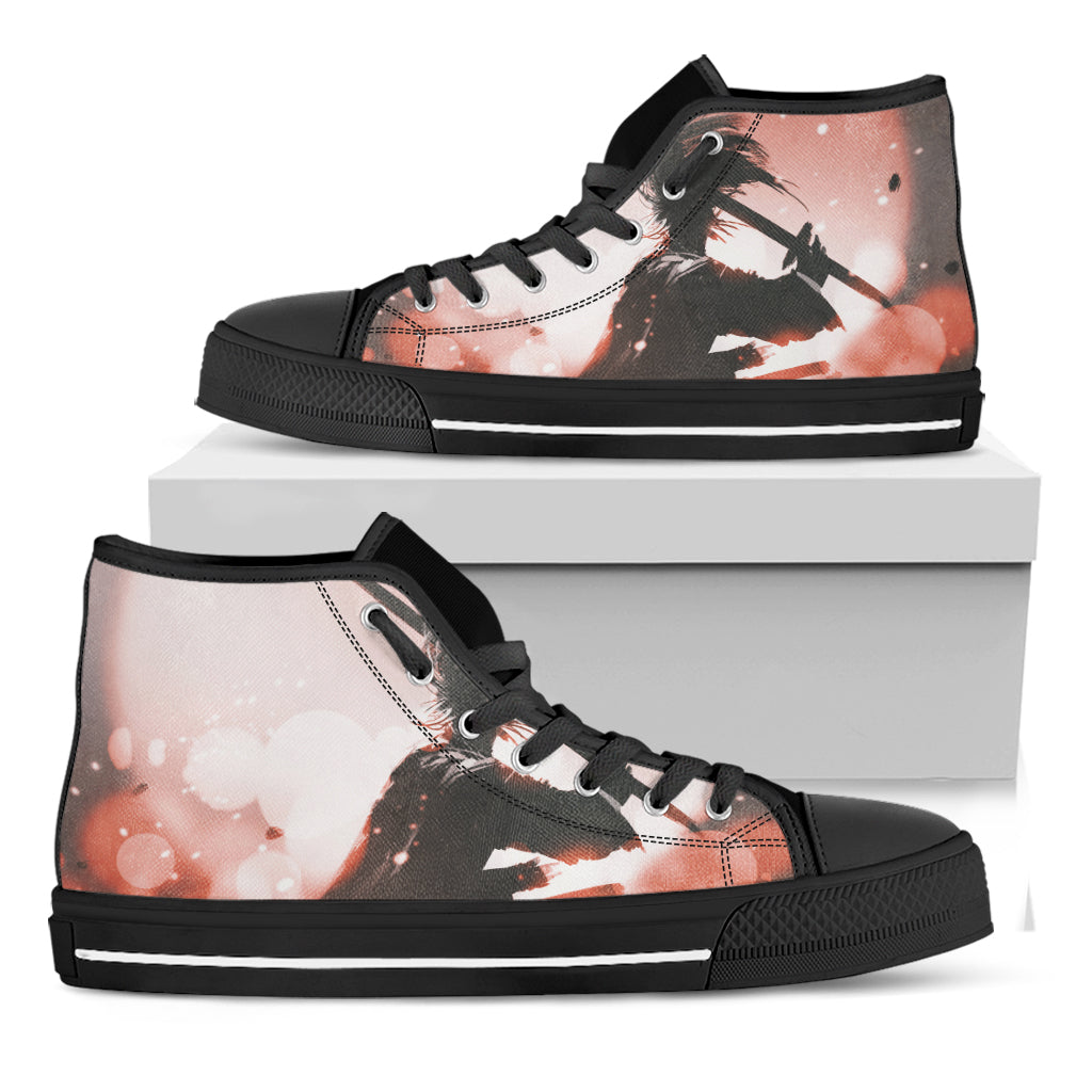 Sunset Japanese Samurai Print Black High Top Shoes