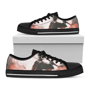 Sunset Japanese Samurai Print Black Low Top Shoes