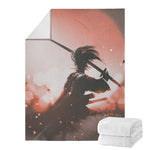 Sunset Japanese Samurai Print Blanket