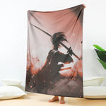 Sunset Japanese Samurai Print Blanket