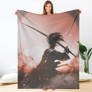 Sunset Japanese Samurai Print Blanket